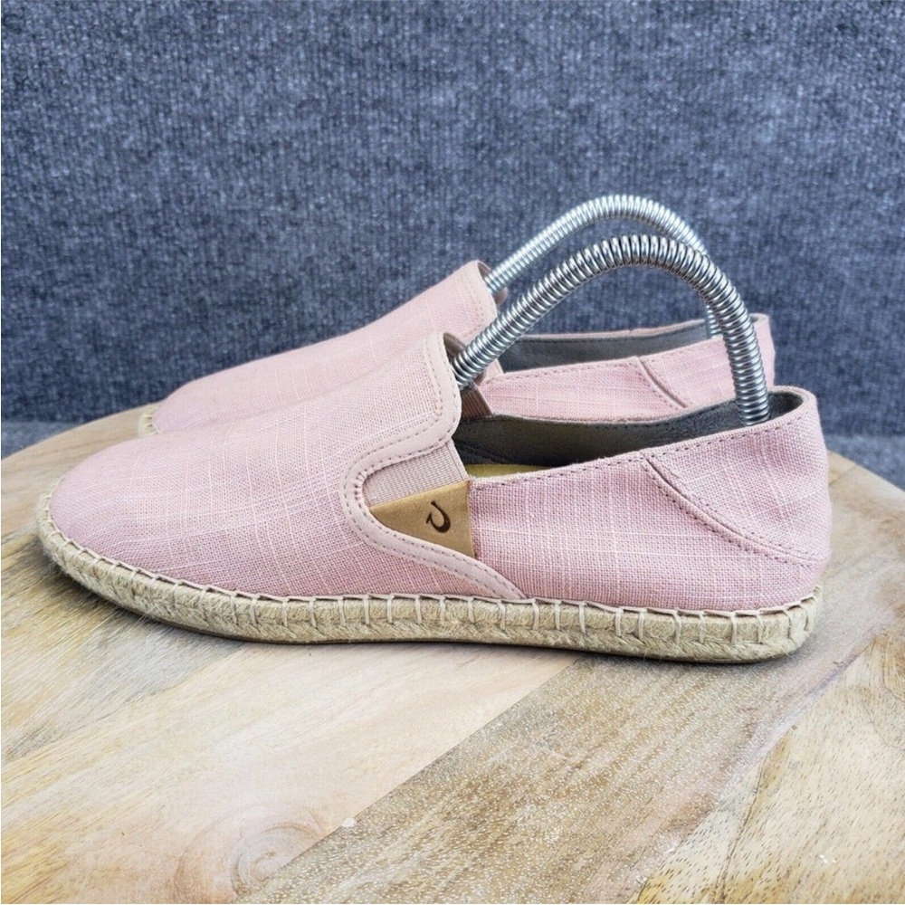OluKai Kaula Pa'a Kapa Womens Size 7.5 Pink Espadrille Canvas Slip On Flat Shoe